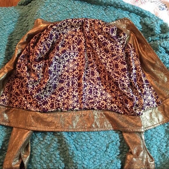 VINTAGE 90's GEORGE BY MARK EISEN GOLD FOIL LEATHER JACKET M - Picture 4 of 4
